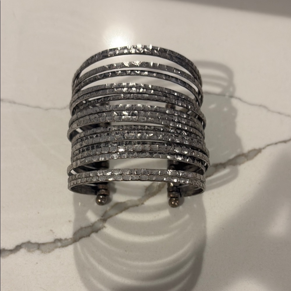 Silver Hammered Cuff Bracelet